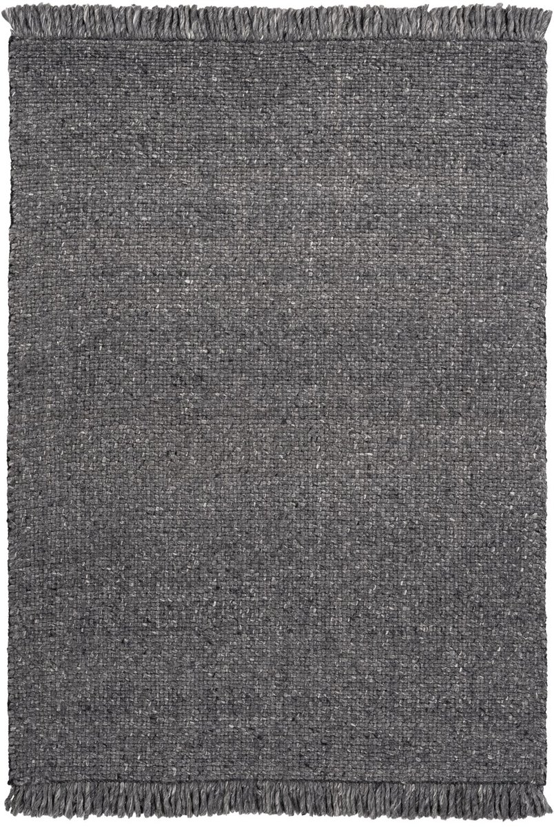 Padiro laagpolig vloerkleed 160 x 230 cm - antraciet - modern effen design - geschikt voor vloerverwarming - van wol en viscose