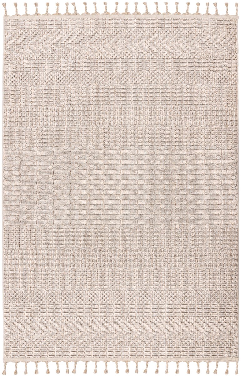 Padiro laagpolig vloerkleed 80 x 150 cm - beige - modern effen design - geschikt voor vloerverwarming - van polypropyleen