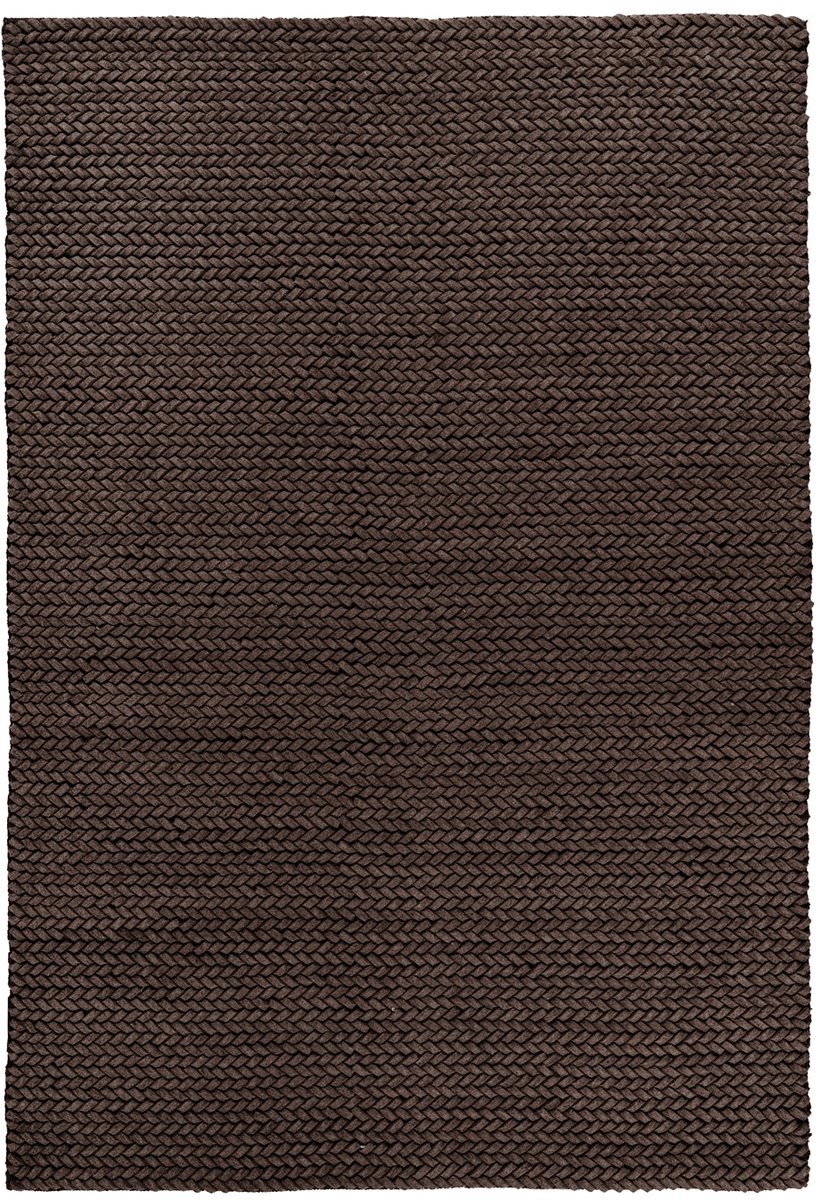 Padiro vlakgeweven vloerkleed 80 x 150 cm - bruin - modern effen design - geschikt voor vloerverwarming - van wol