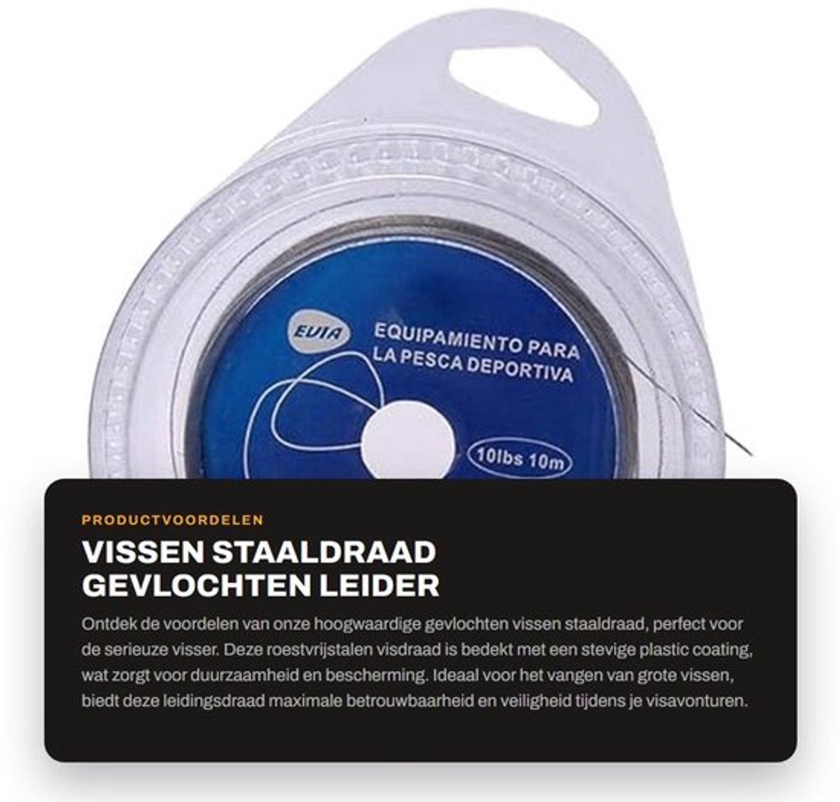 Visdraad Roestvrij staal - Gevlochten Leider - Plastic Bedekking - 7 Strengen - Zeer Sterk - Ideaal voor Grote Mond Vissen - Vislijn