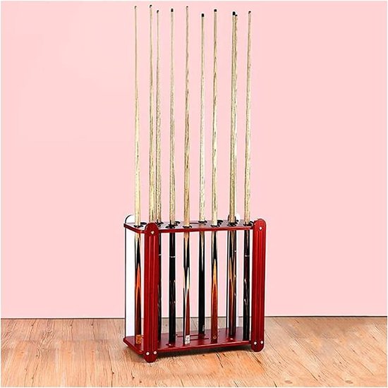 Biljart Keurek - Poolstok Houder - Biljart Opbergen - Massief Houten Frame - Houdt 18 Keuen - Rood — afbeelding 2