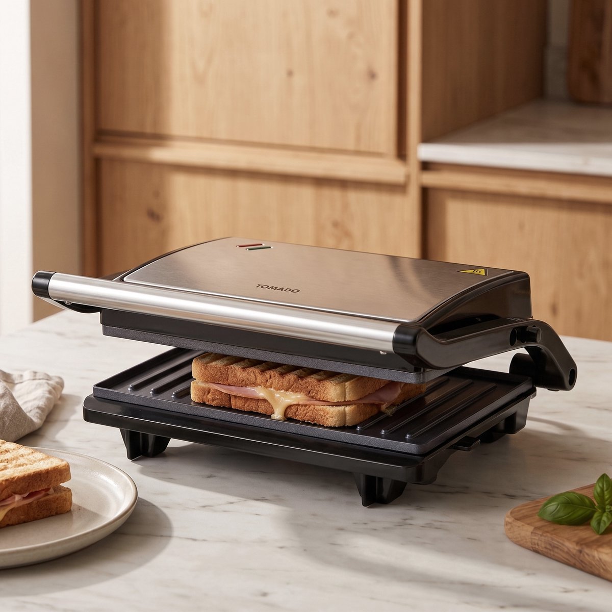 Tomado TGC2001S - Tosti apparaat - 2 Tosti's - PFAS vrij - Contactgrill - Grill apparaat - Tosti ijzer - Zwart/rvs - 750 watt — cadeau in Kookcadeaus - foto 3
