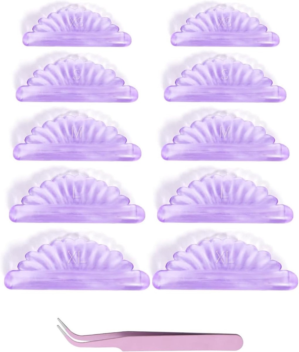 Zelfklevende siliconen pads voor wimperlifting - 10 stuks in 5 maten met pincet, ideaal voor wimperextensions en make-up applicatie