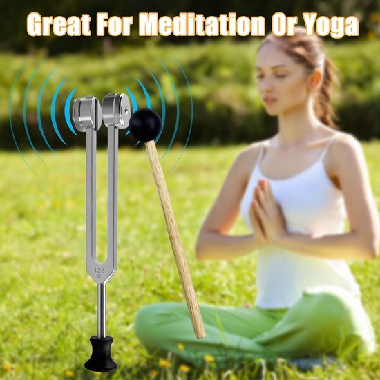 Set van 4 Stemvorken (128, 256, 512 Hz) met Hamer voor Therapie en Ontspanning — afbeelding 2