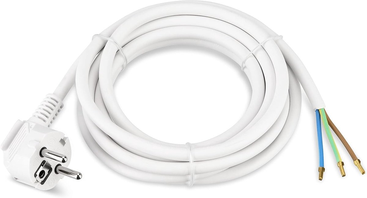 Voedingskabel - Wit - 3 m - PVC met Geaarde Stekker - Voor Binnengebruik