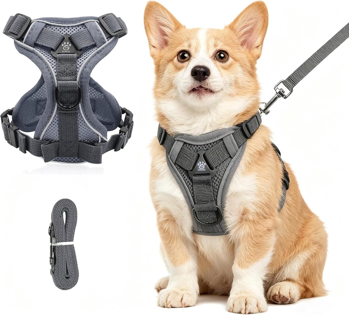 Kattenharnas - Grijs - Maat S - Ademend Mesh Reflecterend Vest - Voor Katten