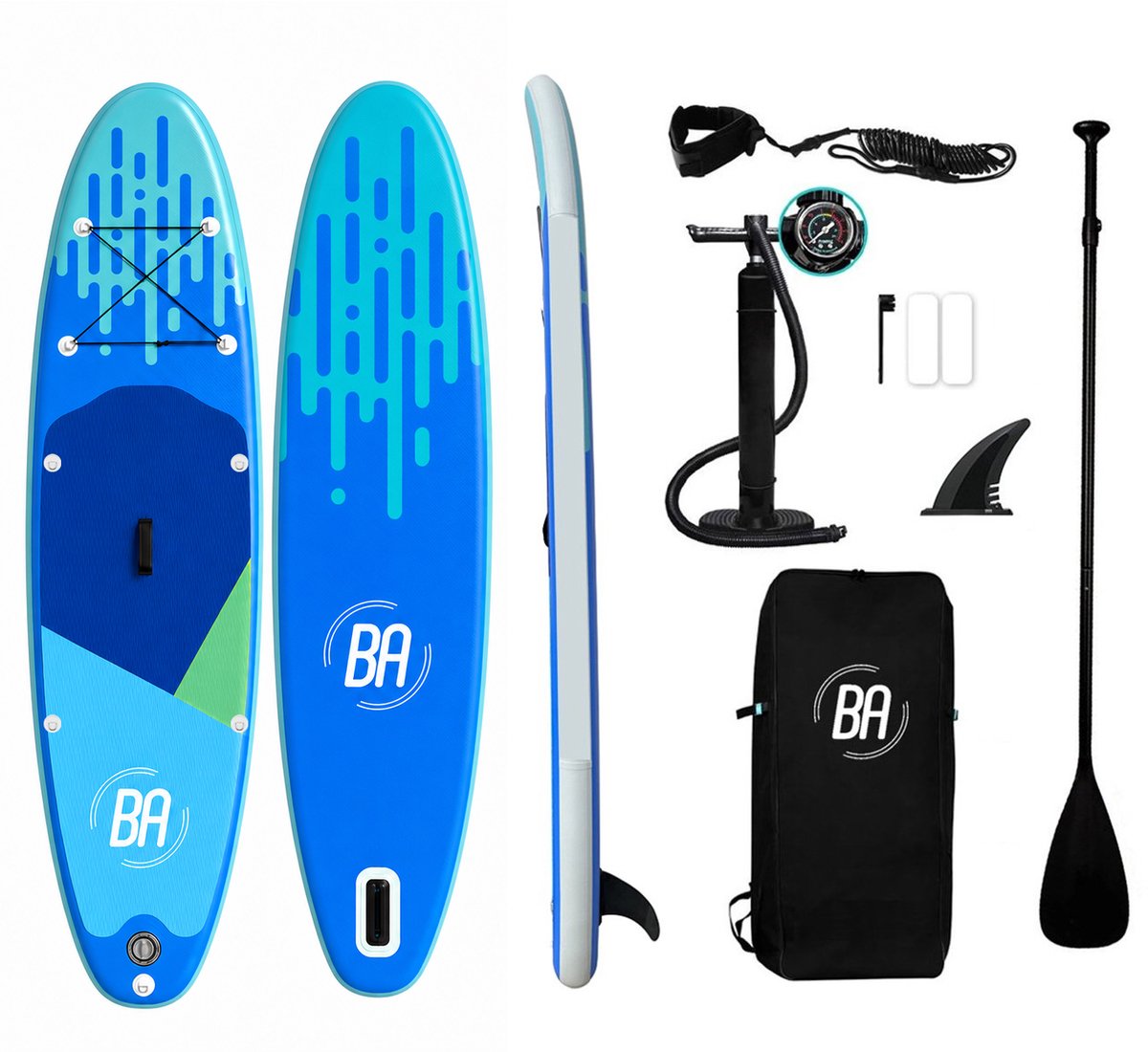 Best Active Horizon XXL SUP Board - 335x81x15cm - Opblaasbaar Paddle Board - Complete Set - Met Pomp / Draagtas / Verstelbare Peddel / Enkelkoord / Reparatiekit - Belastbaarheid Max. 150KG - Blauw