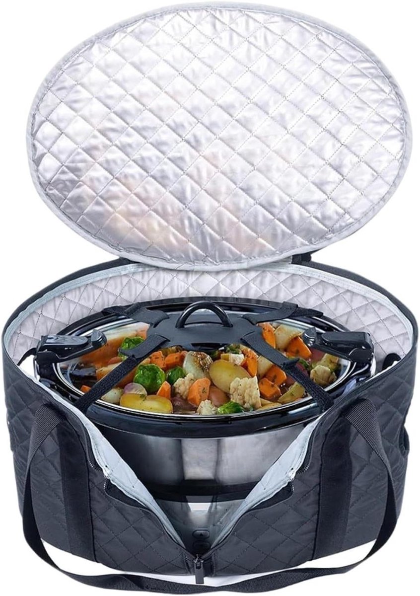 Draagtas Slowcooker - Geïsoleerde Tas - Maaltijden Vervoeren - Warmtebescherming - 6-8 Liter - Zwart