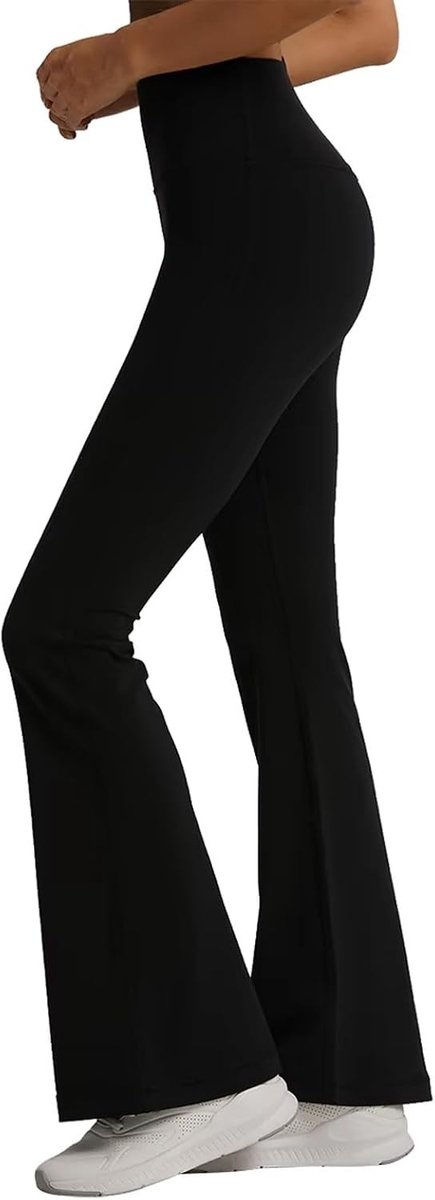 Flared Leggings voor Dames - Zwarte Yoga Pants met Bootcut en Korte Taille voor Comfort en Beweging