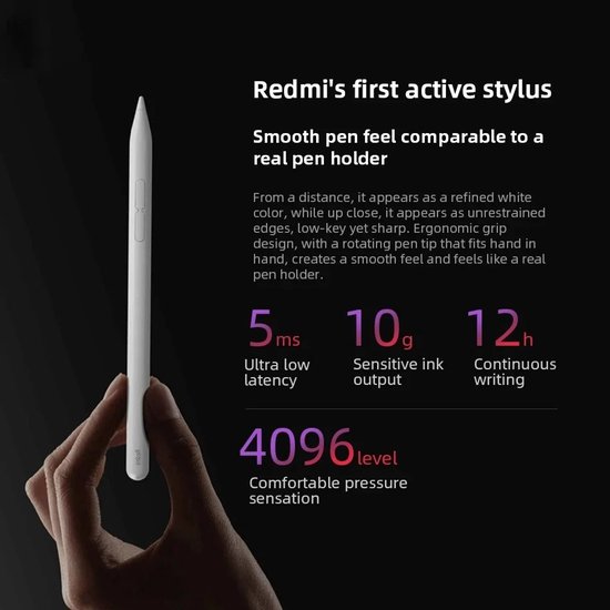 Cherrys Finds - Xiaomi Redmi Smart Pen - voor Redmi pad pro/Redmi pad 2/Redmi pad 2 pro - Elektrische Pen - Pen Voor Ipad - Pen voor Tablet - Wit — afbeelding 4