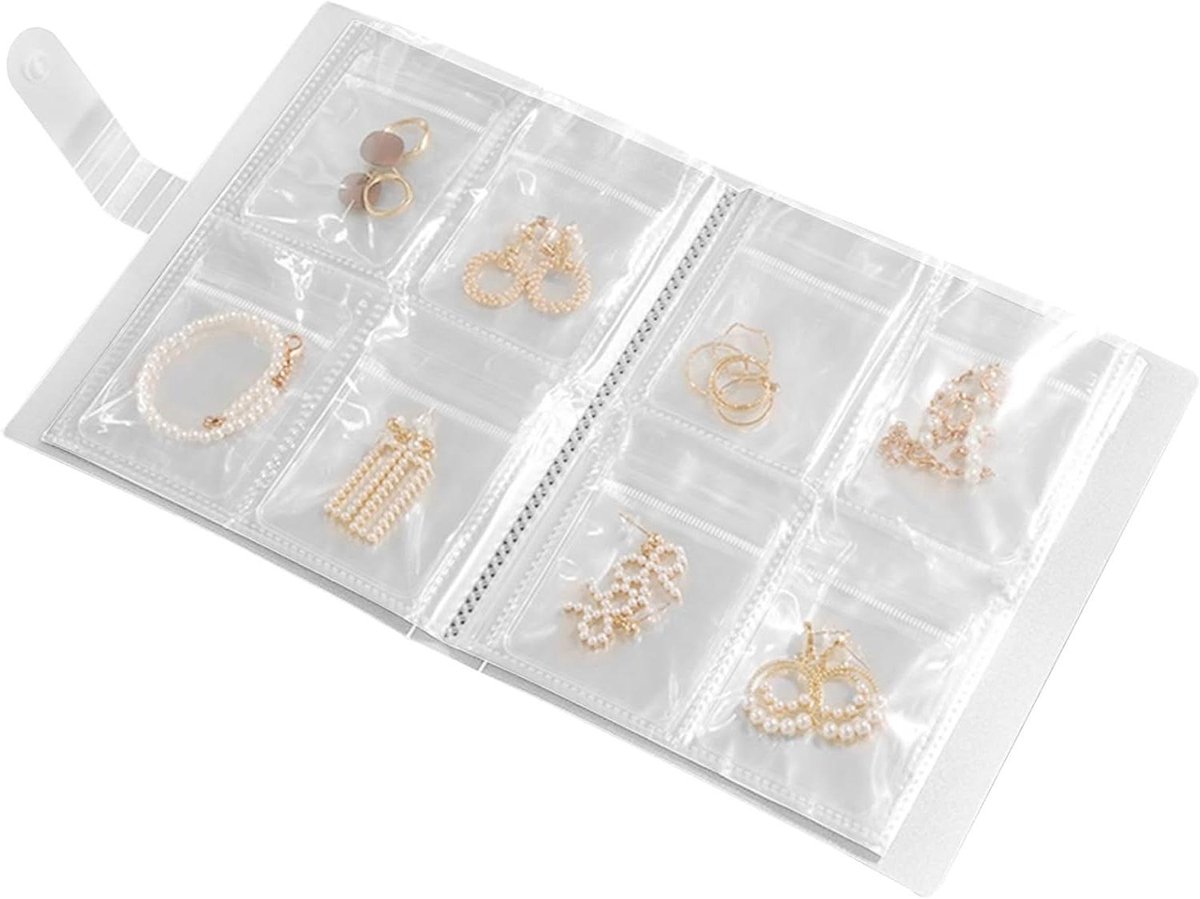 Opbergboek Sieraden - Sieradenmap Organizer - Sieraden Beheren - Transparant Vitrine Ontwerp - 20 x 15.3 x 1 cm - Transparant