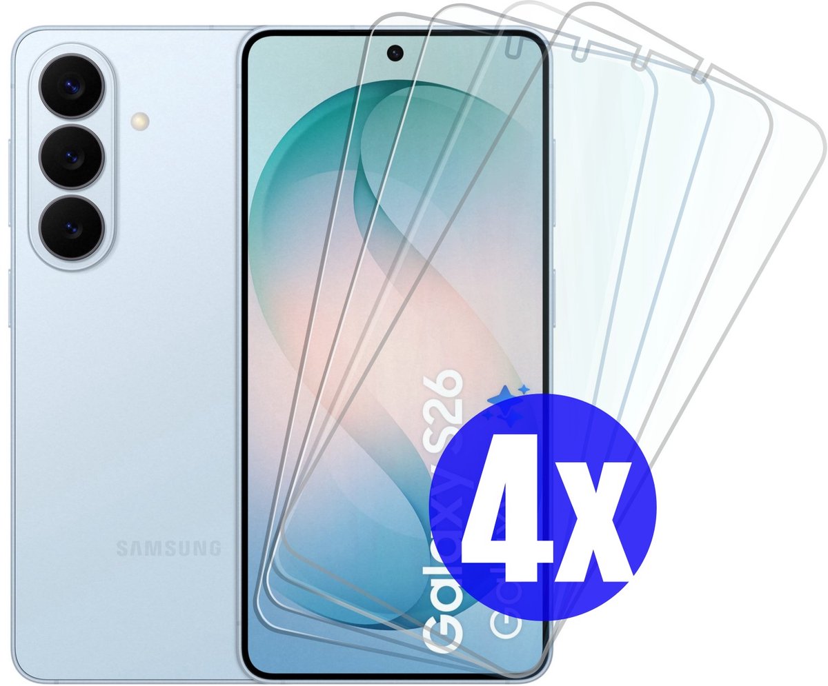 Screenprotector geschikt voor Samsung S26 - Gehard Glas - Tempered Glass Armor Screen Cover - 4 Stuks