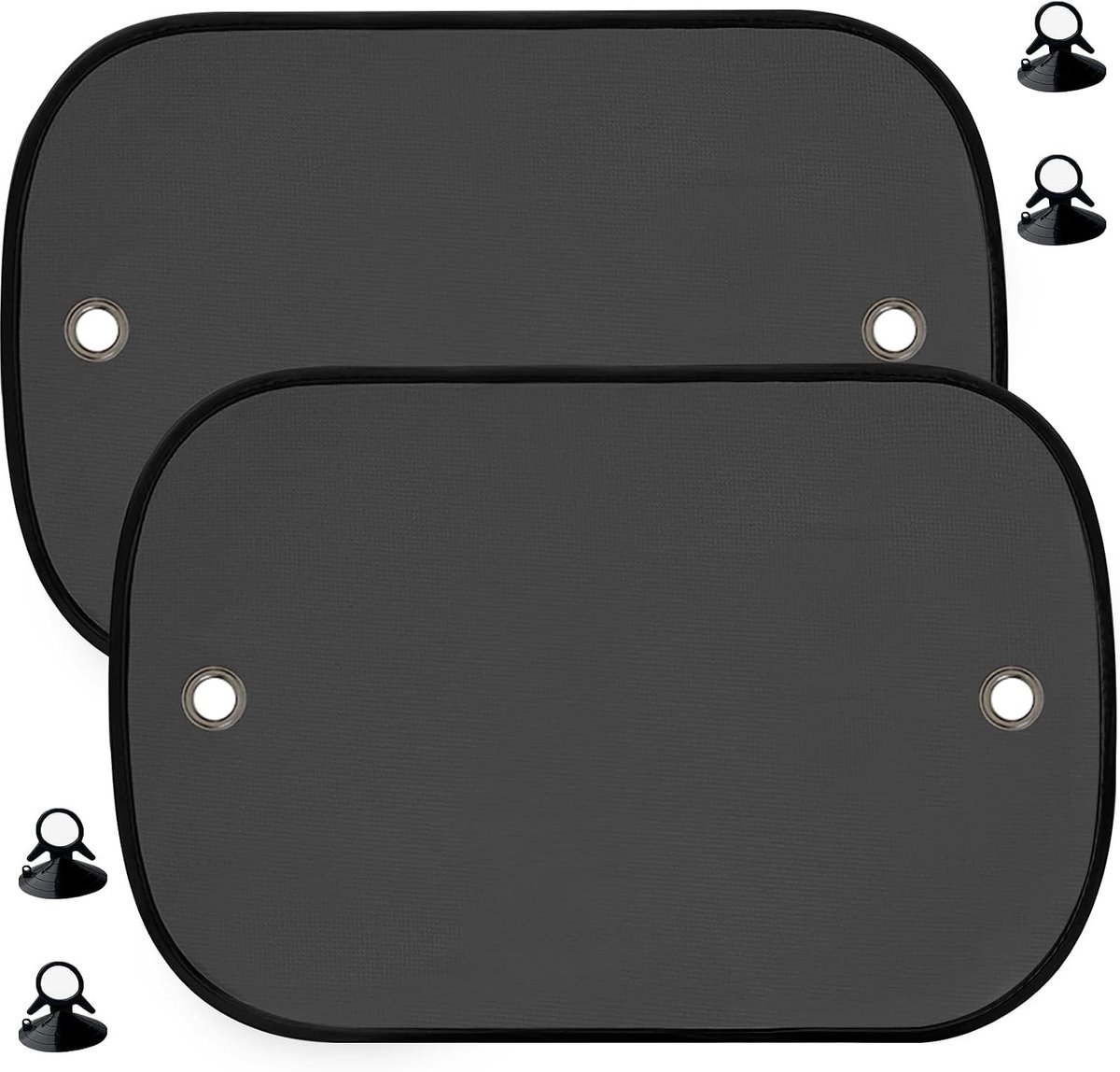 Zonnescherm auto kind - Zwart - 50 x 30 cm - Nylon Gaas Zonnescherm met Zuignappen - Voor Baby's en Peuters