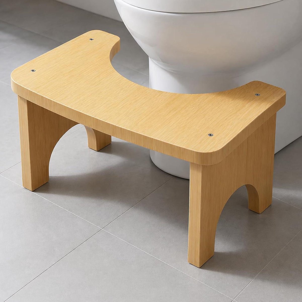Toiletkruk Bamboe - WC Krukje - Comfortabel Zitten - Ergonomisch C-Vorm - 37 x 20 x 17 cm - Natuurlijk