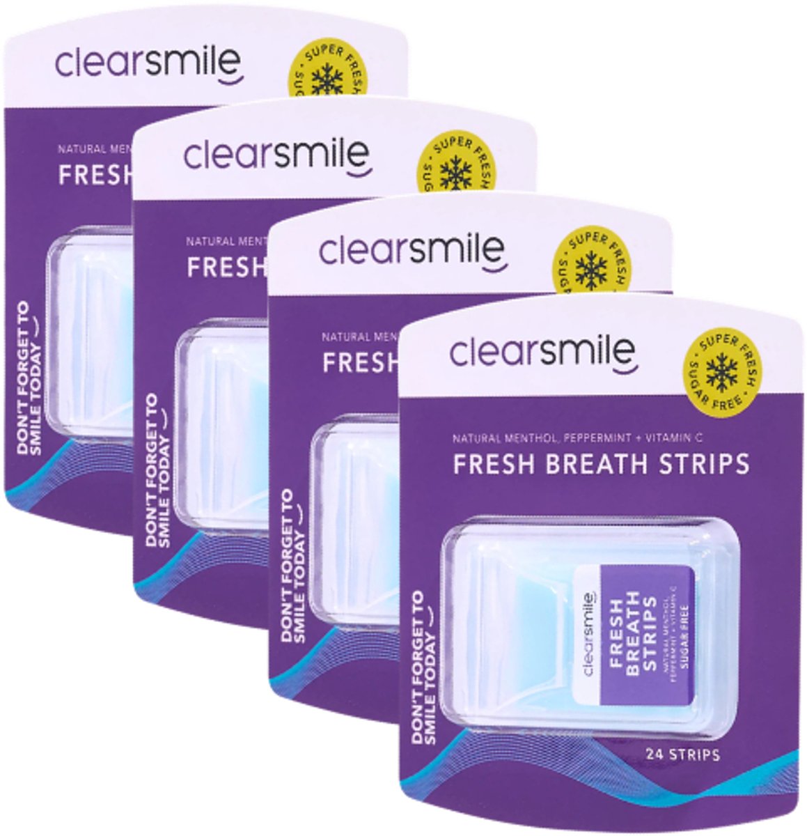 4x Clearsmile Fresh Breath Strips - Mint - 1 pack