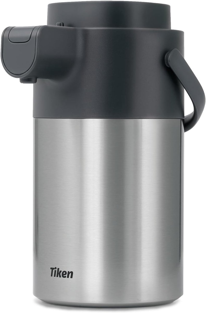 Thermoskan met pomp - Zilver - 3016 ml - Roestvrijstalen Vacuüm Geïsoleerde Warmwaterdispenser - Voor Koffie en Thee