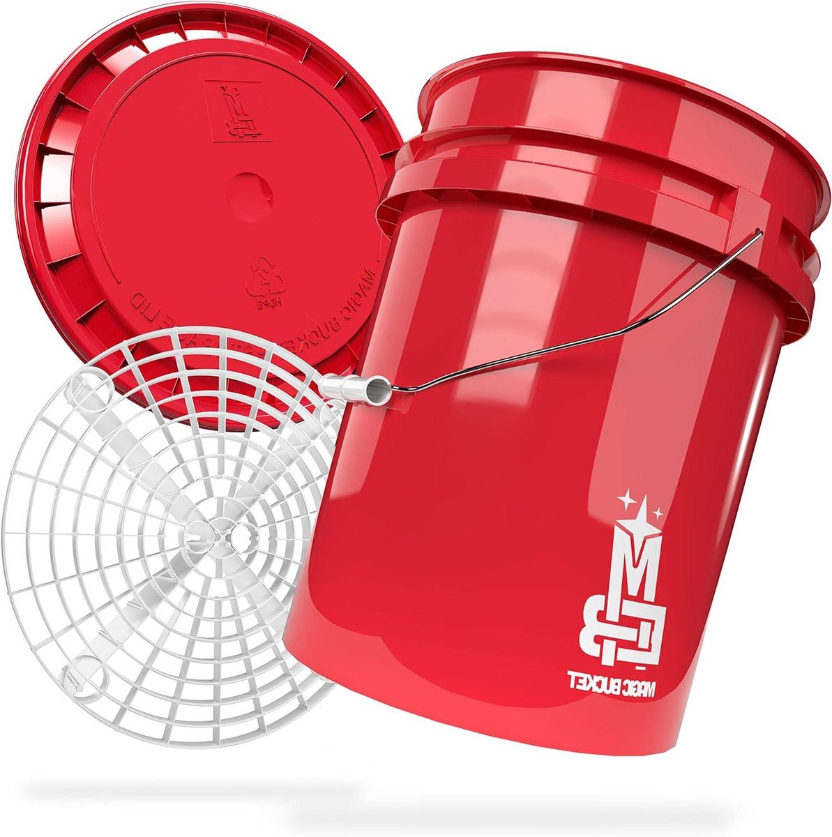 Wassen Emmer - Wasemmer Vuilzeef - Auto Poetsen - Met Deksel Grit Guard - 20 liter - Rood