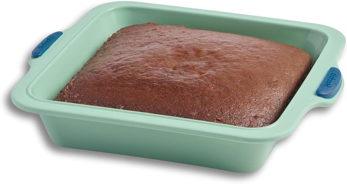 Vierkante Cakevorm - Bakvorm Siliconen - Taarten Bakken - Geïntegreerd Metalen Frame - 8 Inch - Grijs