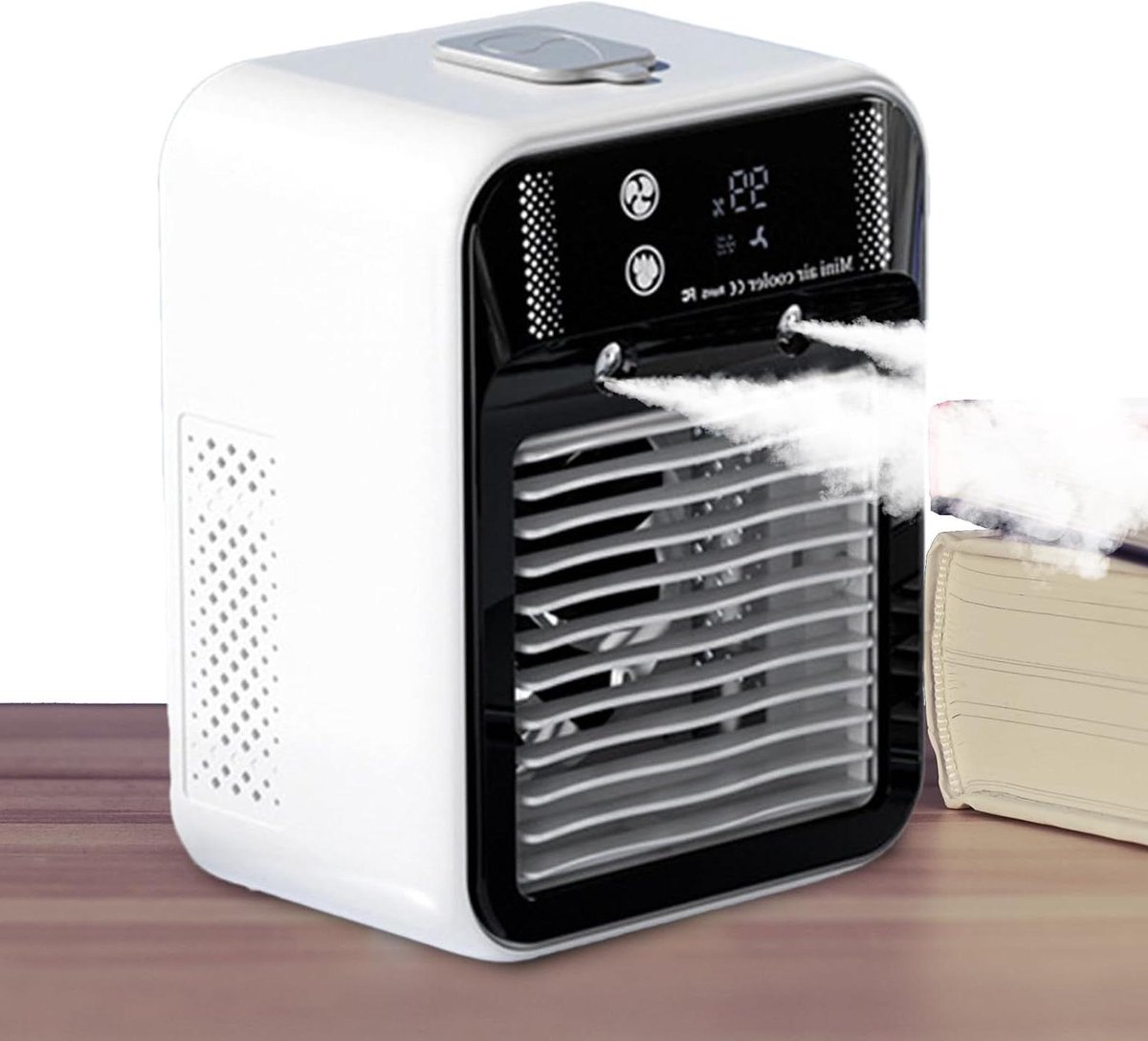 Draagbare Airco Ventilator - Persoonlijke Koeler Vernevelaar - Persoonlijke Verkoeling - Instelbare Luchtstroomhoeken - 16.4x11.8x21.4 cm - Wit