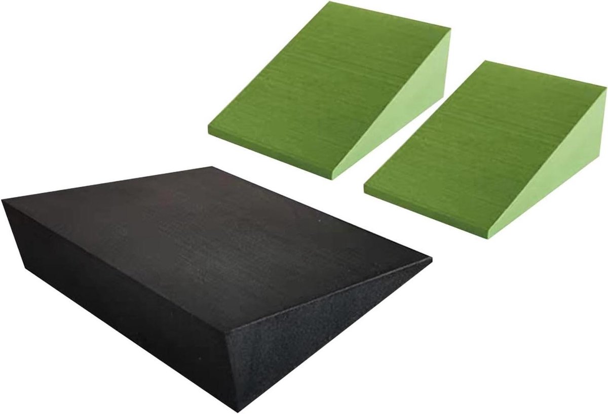 Yogatrainingsbord - Schuine plank - Krachtoefeningen thuis - Verbeterde flexibiliteit - 2 groene 1 zwarte - Groen Zwart