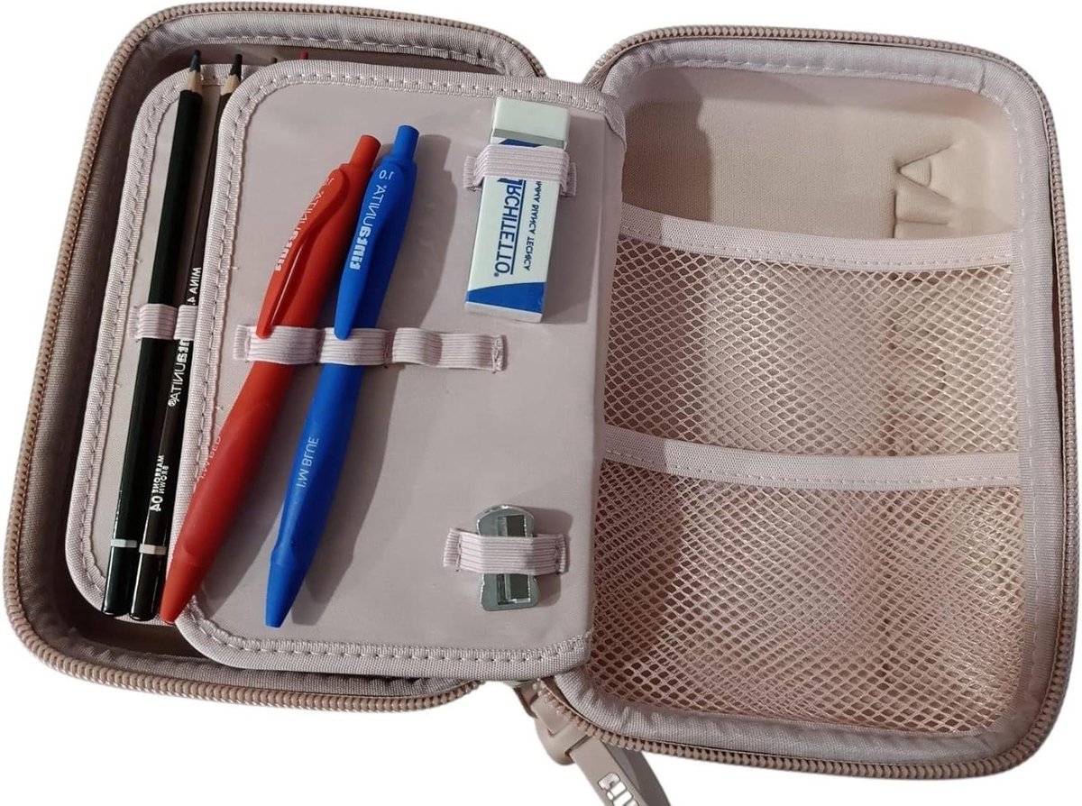 Etui met 3 etages - Pennenetui School - Schoolbenodigdheden Organiseren - Eén ritssluiting - 16 cm liniaal - Meerkleurig