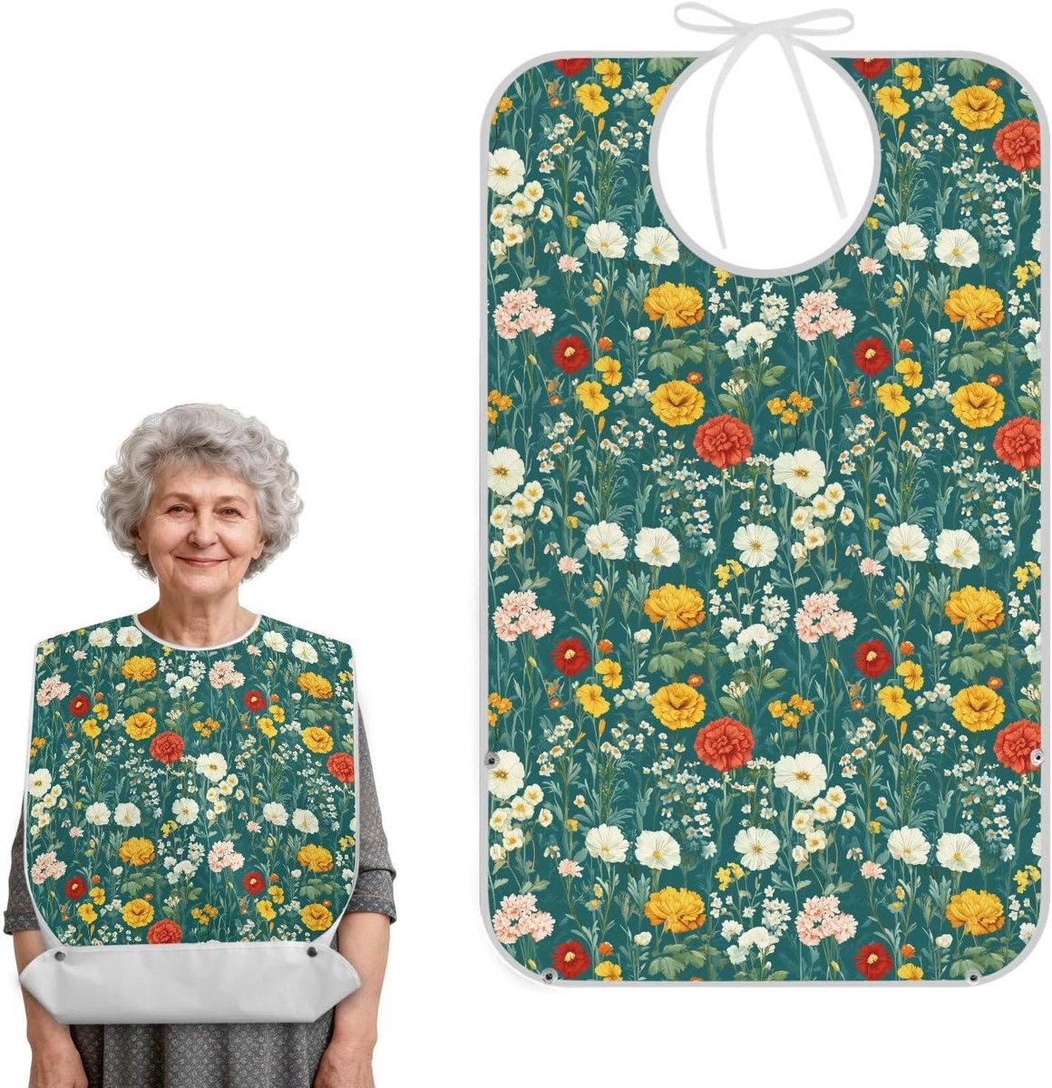 Slabbetjes voor volwassenen - Kledingbeschermers - Veilig eten - Waterdicht en met kruimelvanger - 80x47 cm - Groenblauw