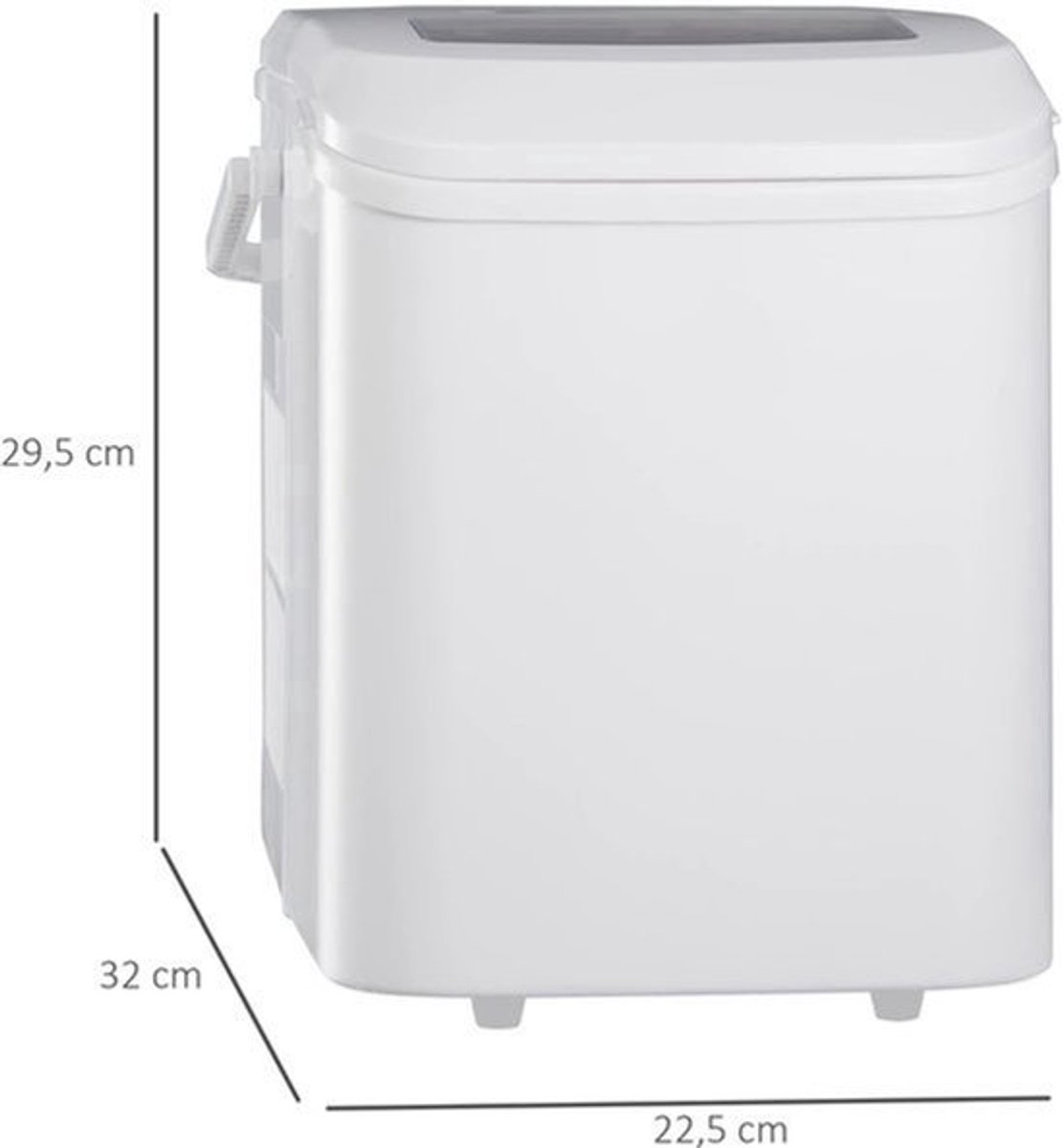 Ijsblokjesmachine - Elektrische Ijsblokjesmachine - Ijsmaker - Ijsmachine - 9 Kubussen elke 6-12min - Zelfreinigend - 1.2L - 220-240V/50Hz - 43Db - R600a - 22.5 x 32 x 29.5 cm - Wit