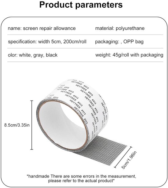 Schermreparatie Tape - Hordeur Reparatie - Gaten Dichten - Sterk Zelfklevend - Op Maat Te Knippen - Zwart — afbeelding 5