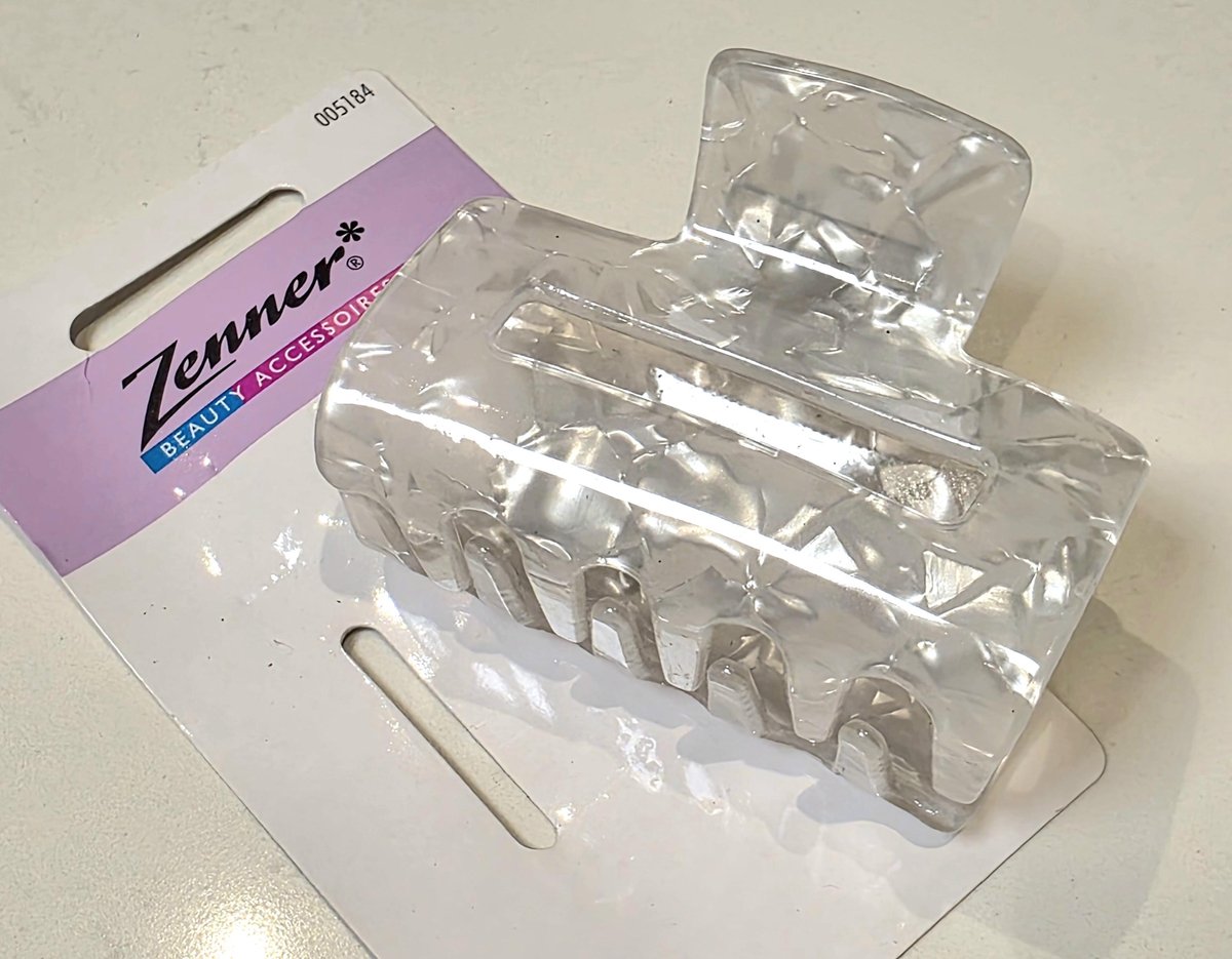 Zenner haarklem wit marmer met een glimmertje - luxe haarspeld - 6,5 cm