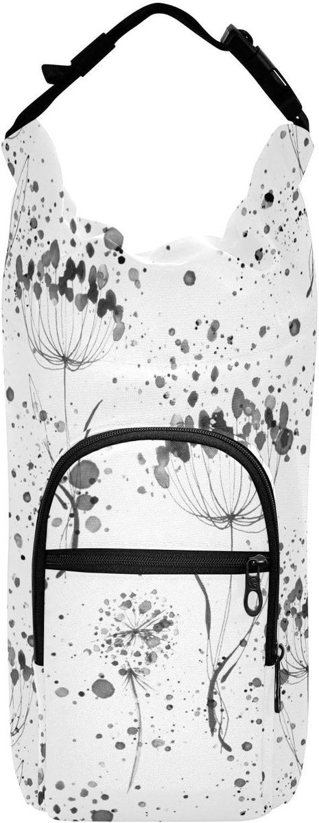 Fleshouder Tas - Draaghoes Waterfles - Outdoor Activiteiten - Isolerende Voering - 38 cm Hoog - Bloemenprint