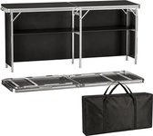 Opvouwbare beursbalie 196 X 38 X 85 cm van aluminium met MDF tafelblad en draagtas – presentatietafel voor beurzen, markten en evenementen