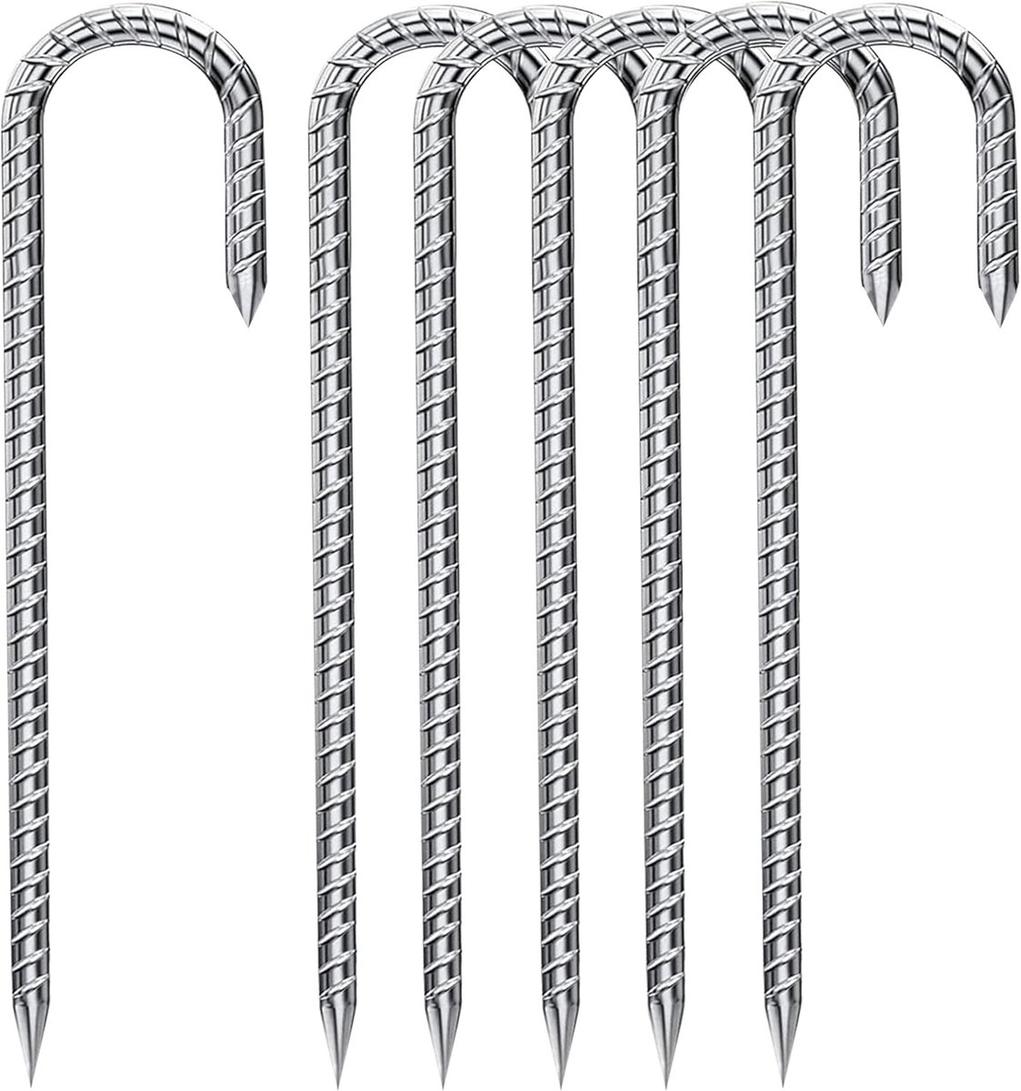 Grondanker - Zilver - 30 cm - Verzinkt Stalen J-vormige Haring - Voor Tuin en Camping