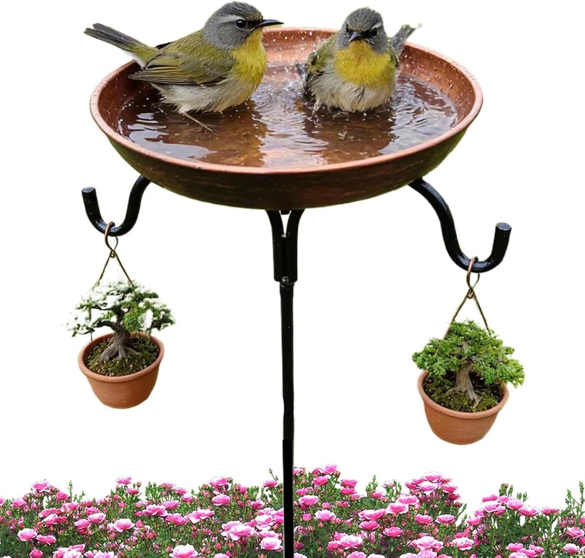 Vogelbad Tuindecoratie - Voederbak Vogel - Vogels Voeren - Weerbestendig Design - 24 cm Diameter - Koper