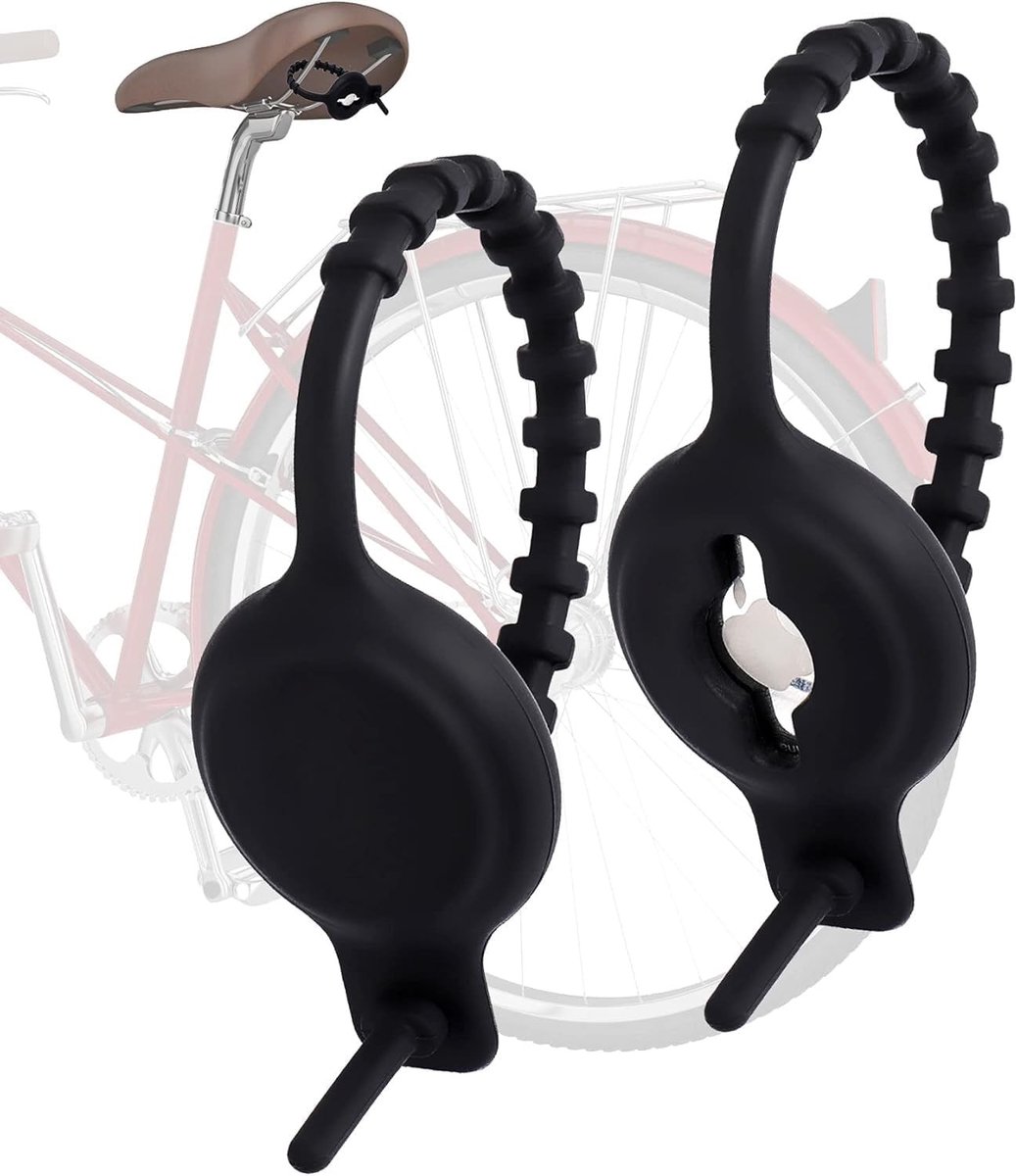 Silicone Hoesjes voor AirTag - Onderzit Bevestiging voor Fietsen, Antidiefstal Cover en Bagage Lussen voor Scooters (2 Stuks Zwart)