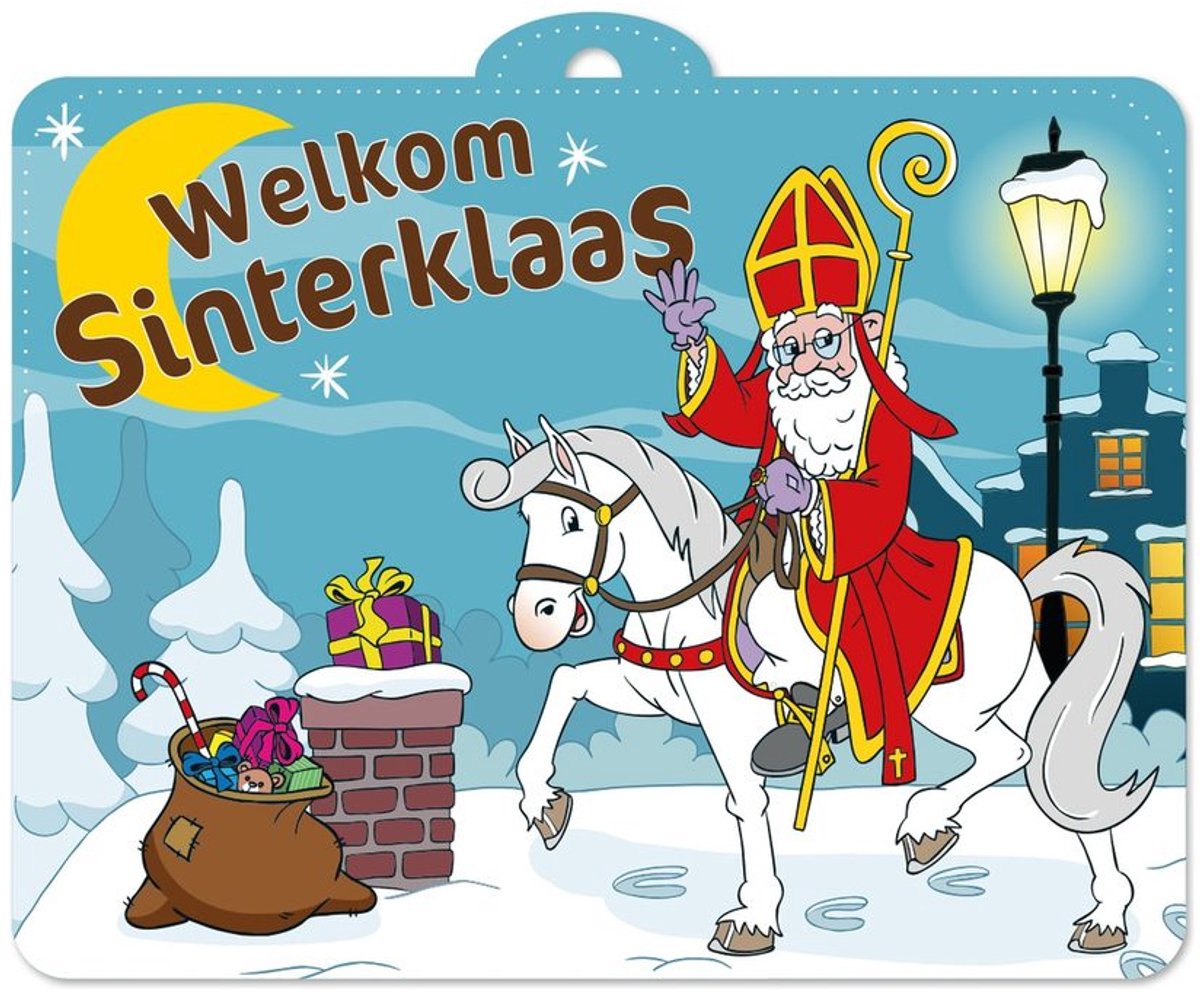 Sinterklaas Feestschild 30 x 40cm - Welkom Sinterklaas Deurbord - Gevel & Raam Decoratie