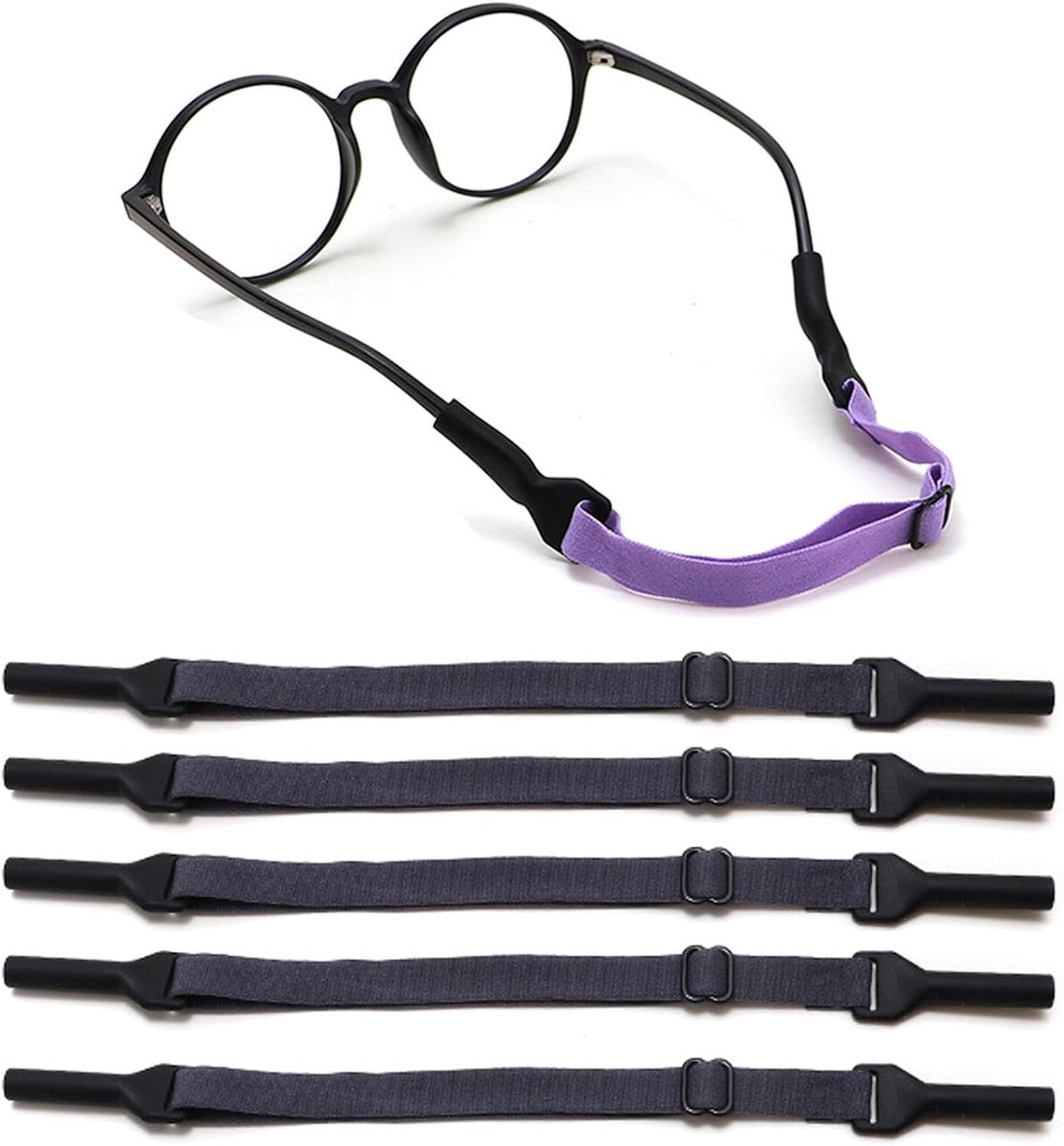 Verstelbare Brilbanden voor Kinderen, 5 Stuks, Antislip Sportbrillen Bands voor Jongens en Meisjes, Ideaal voor Actieve Kinderen