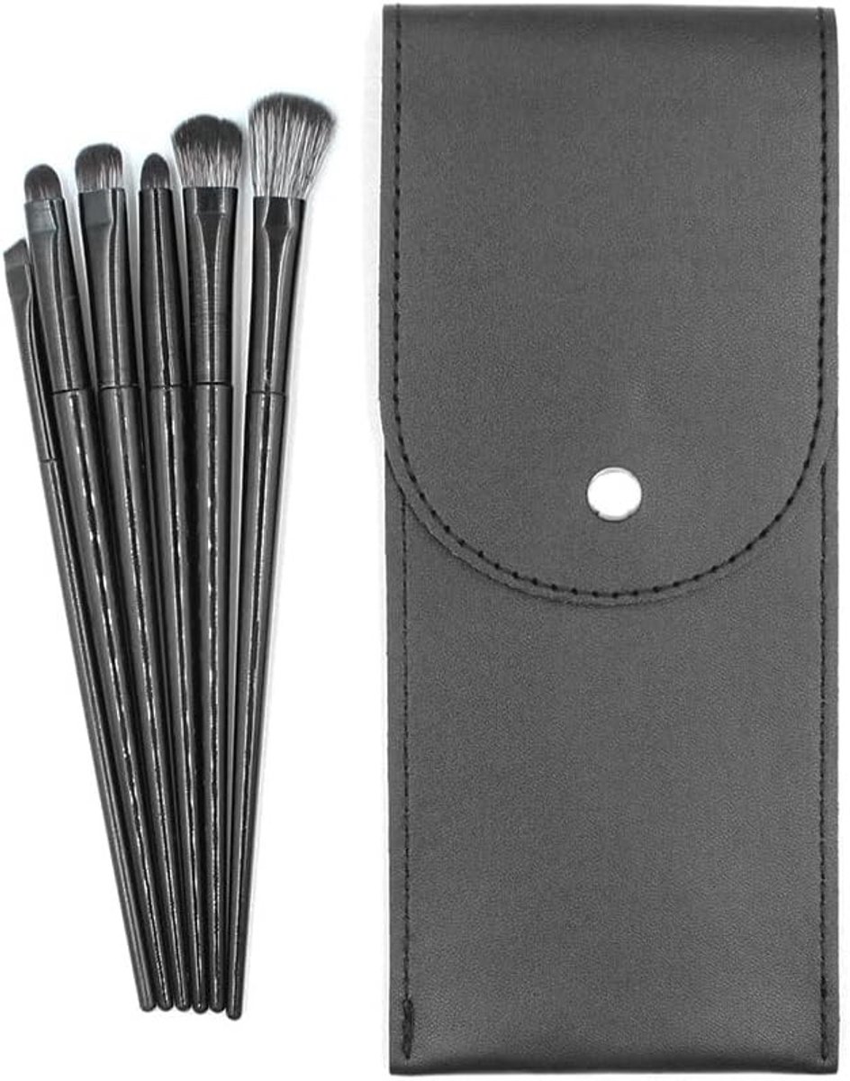 Set van 6 Professionele Make-upkwasten voor Oogmake-up, Oogschaduw, Eyeliner en Wenkbrauwen met Synthetische Haren