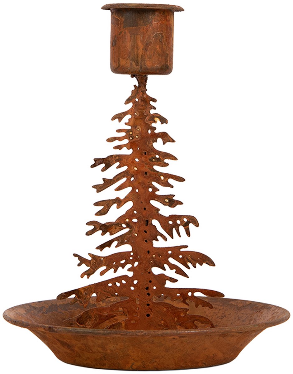 Clayre & Eef Kandelaar Kerstbomen Bruin