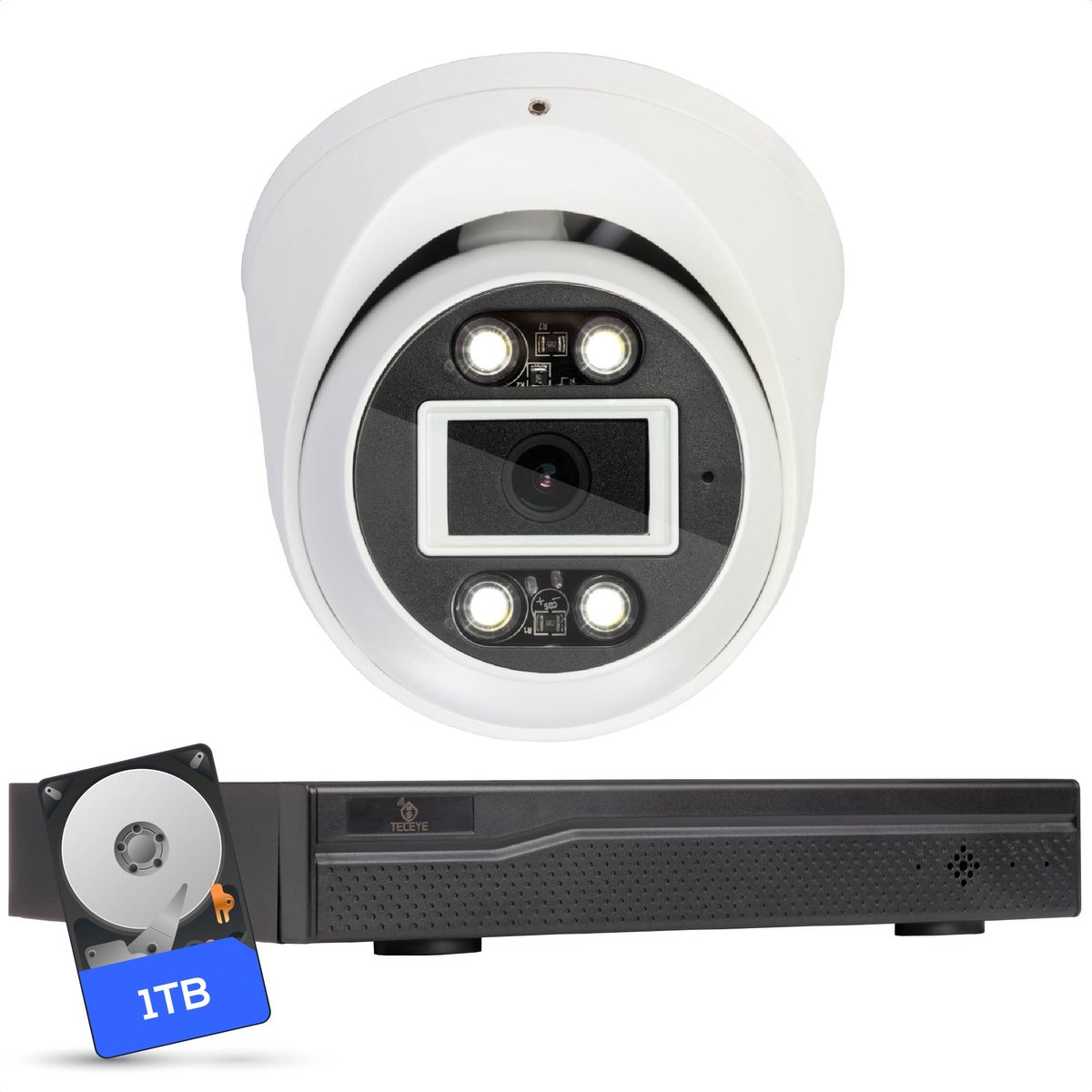 Teceye Compleet Camera Beveiliging Set met 1x POE Camera - 1TB - Beveiligingscamera - Beveiligingscamera binnen - Beveiligingscamera buiten - CCTV Camera systeem - Beveiligingscamera set - Bewakingscamera set