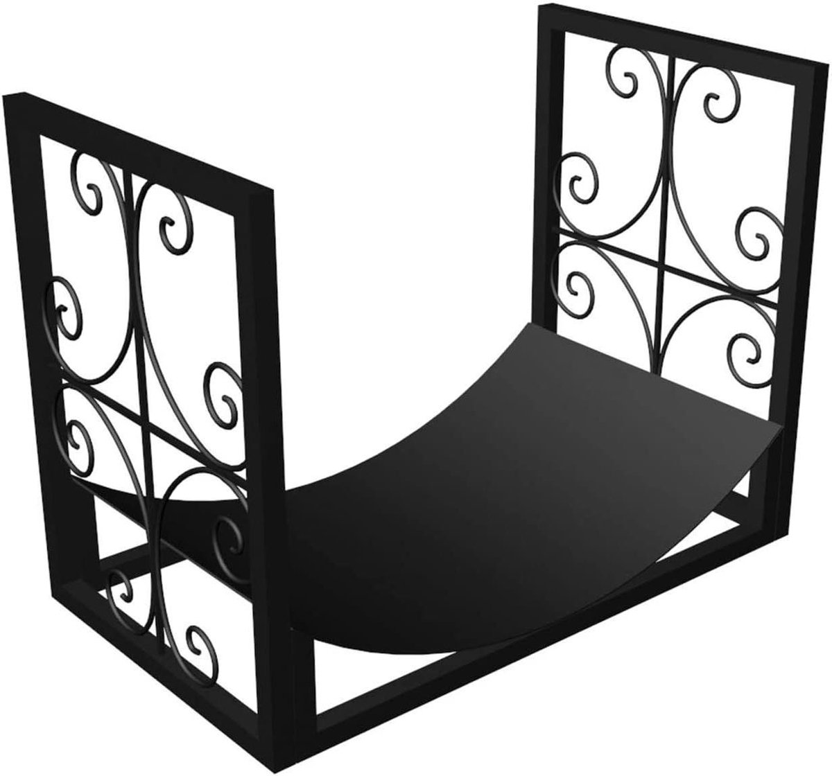 Houtopslag Rek - Brandhouthouder Buiten - Droog Hout Houden - Verhoogde Basis - 60 x 35 x 46 cm - Zwart