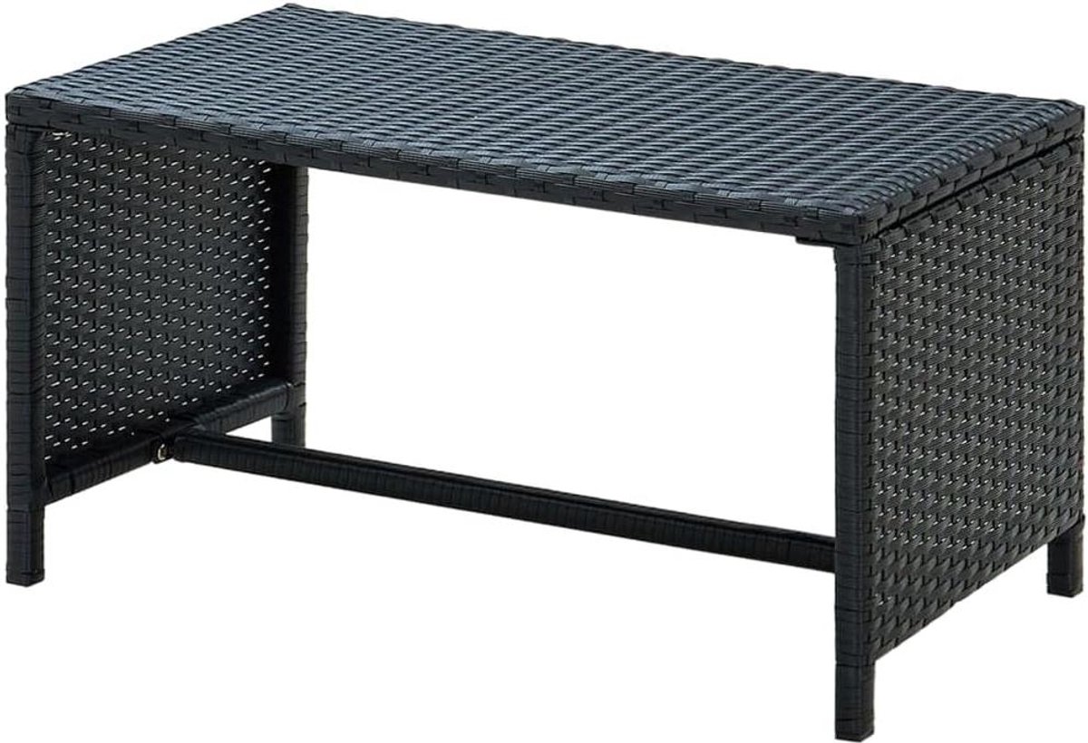 Tuintafel Polyrotan - Outdoor salontafel - Buitenruimte organiseren - Waterdicht en onderhoudsvriendelijk - 70 x 40 x 38 cm - Zwart
