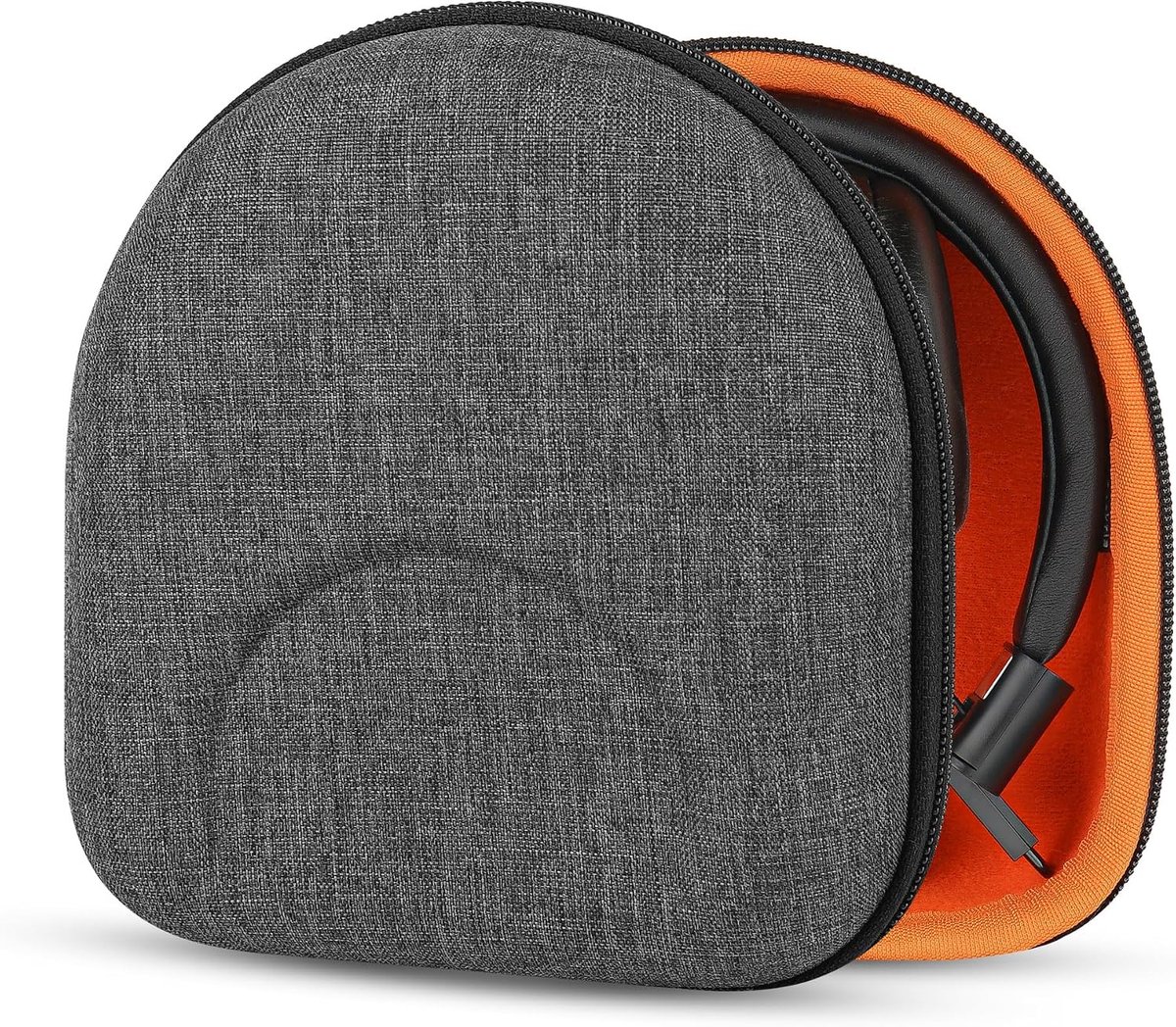 Hoofdtelefoonhoes - Harde hoofdtelefoonhoes - Beschermhoes voor hoofdtelefoon - Vervangende harde reishoes - Stevig en duurzaam - Universeel - 14,5*13,5*8,5 cm - Geschikt voor over-ear/headset hoofdtelefoons - Donkergrijs