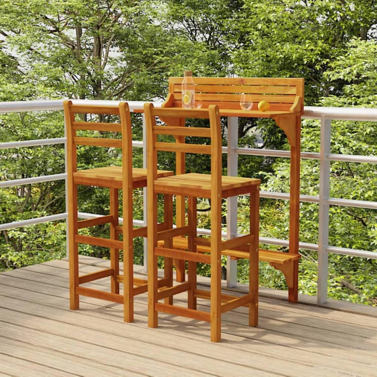 Balkon Bar Set - Buitenmeubel Set Bartafel - Genieten Buiten - Massief Acaciahout - 116 x 48 x 14 cm