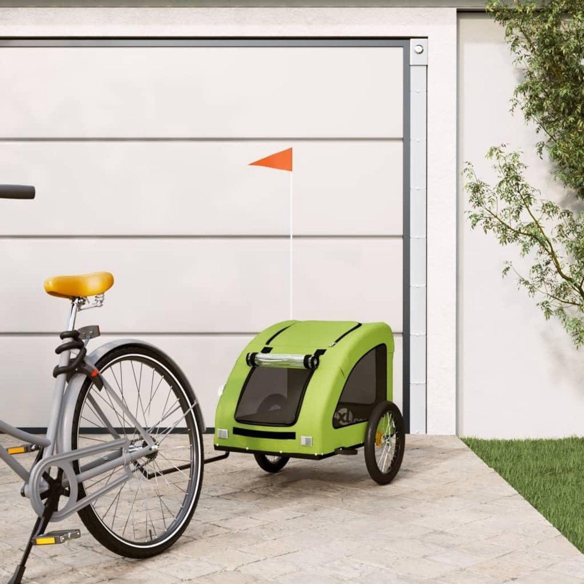 Fietskar Huisdieren - Hondenkar Aanhanger - Veilig Vervoeren - Robuust IJzeren Frame - 137 x 68 x 72 cm - Groen