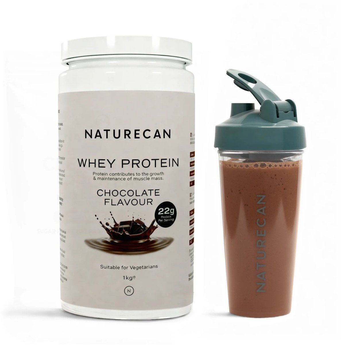 Naturecan Whey Protein Poeder - Chocolade - 1000 g - 22 g Eiwit per Portie