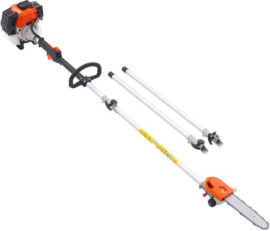 Benzine-Aangedreven Snoeizaag met Steel, 43cc 2-Taktmotor, Telescopische Zaag met Draaibare Kop, Uitschuifbare Steel van 2,11-3,61 m, Zaagblad van 25,4 cm, Brandstoftank van 850 ml, Ideaal voor Het Snoeien van Bomen — afbeelding 2
