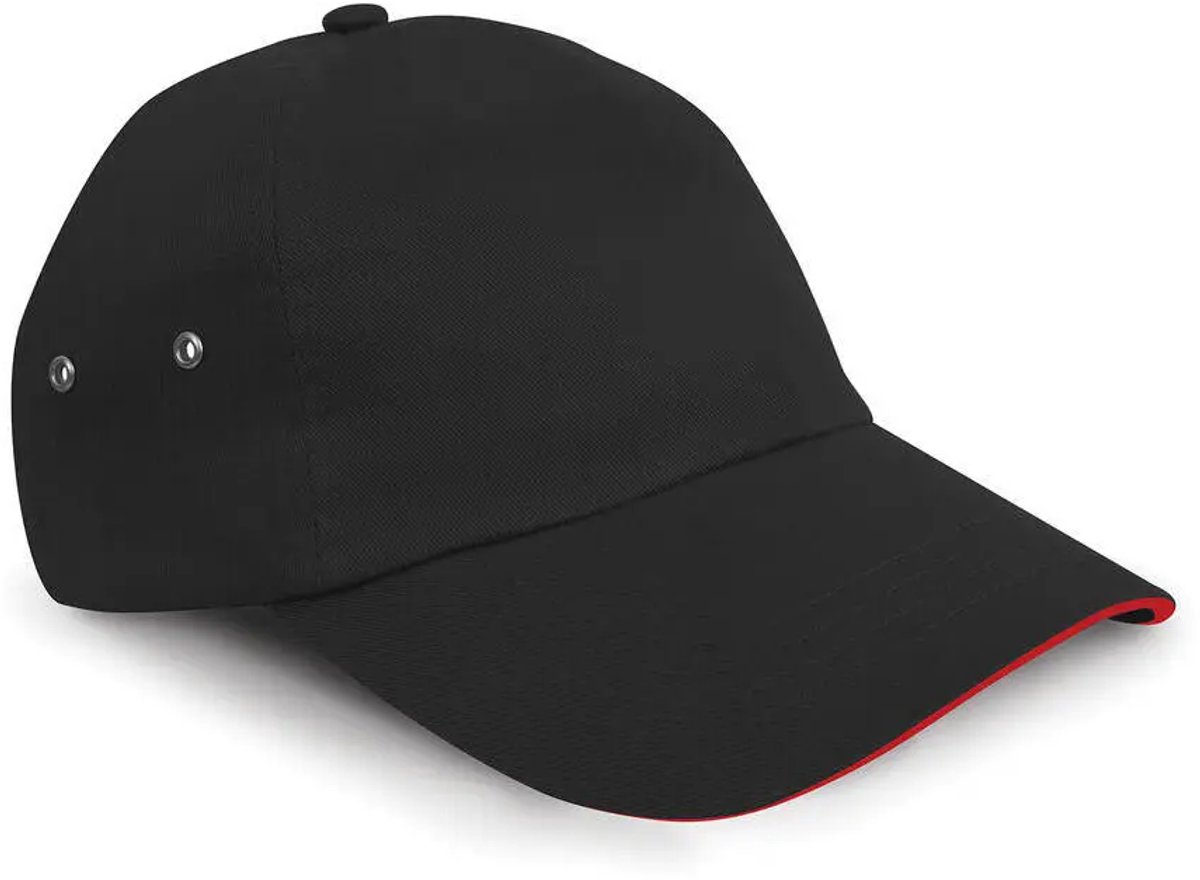 Result Printers Plush Cotton 5 Panel Cap RH72 - black/red - One size