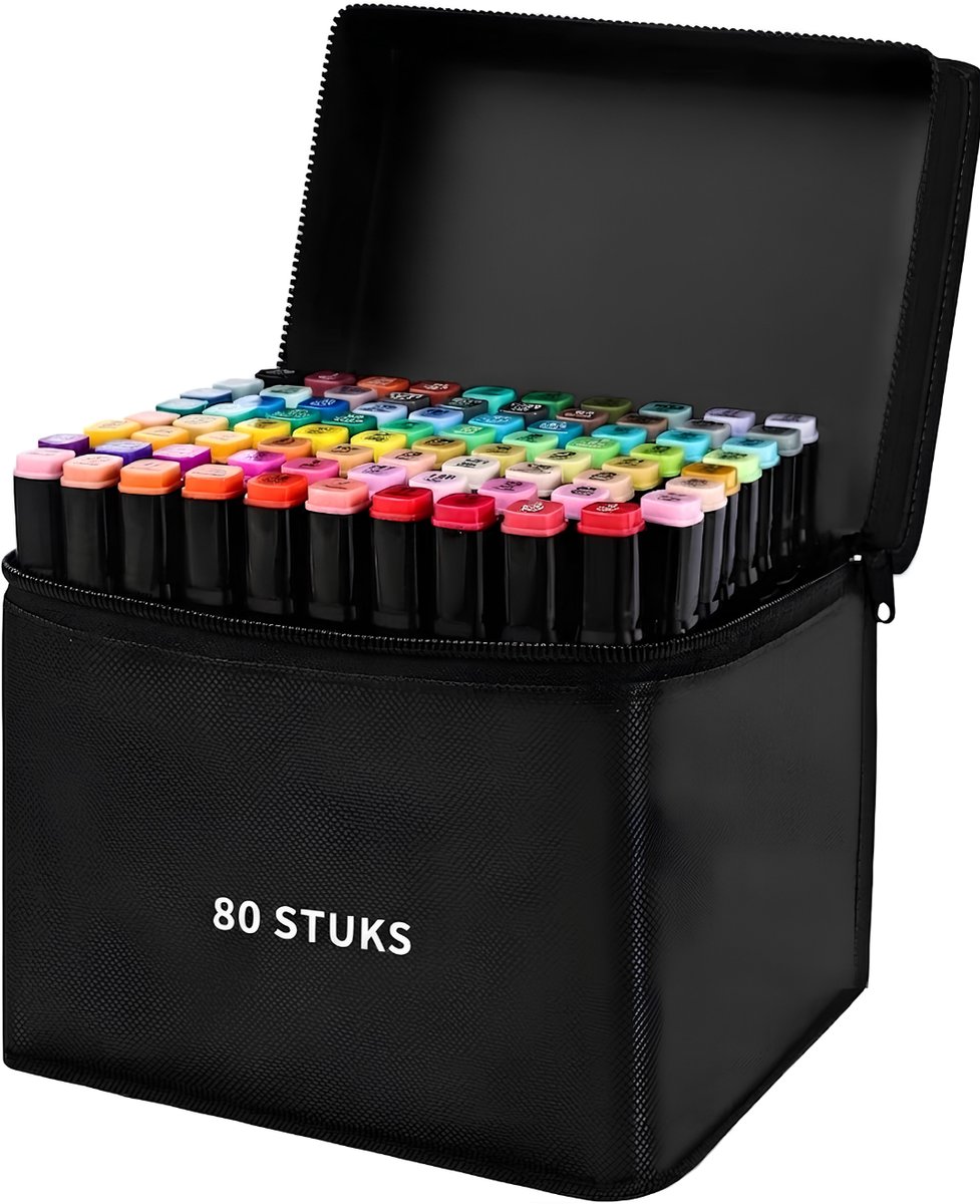 Lìon® Twinmarkers - 83 Stukken - Alcoholmarkers Set - Alcoholpennen - Multikleur - 14cm x 18cm x 19cm