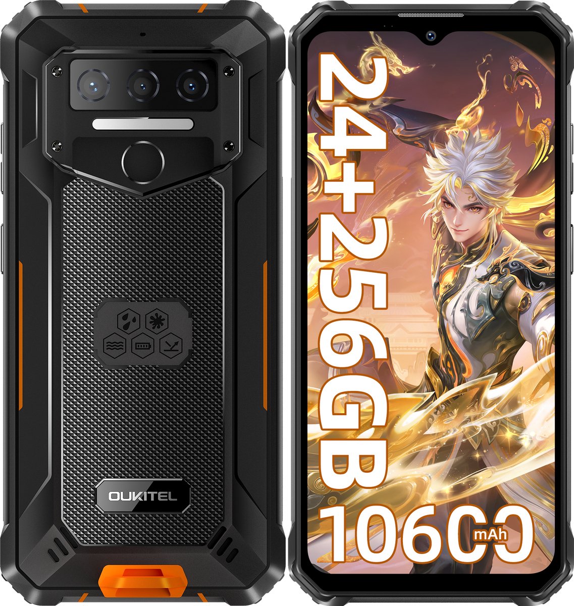 OUKITEL WP23 Plus Outdoor Smartphone-10600mAh-24GB RAM-256GB ROM-13MP camera- IP68 Waterdicht-Android 14-NFC-OTG