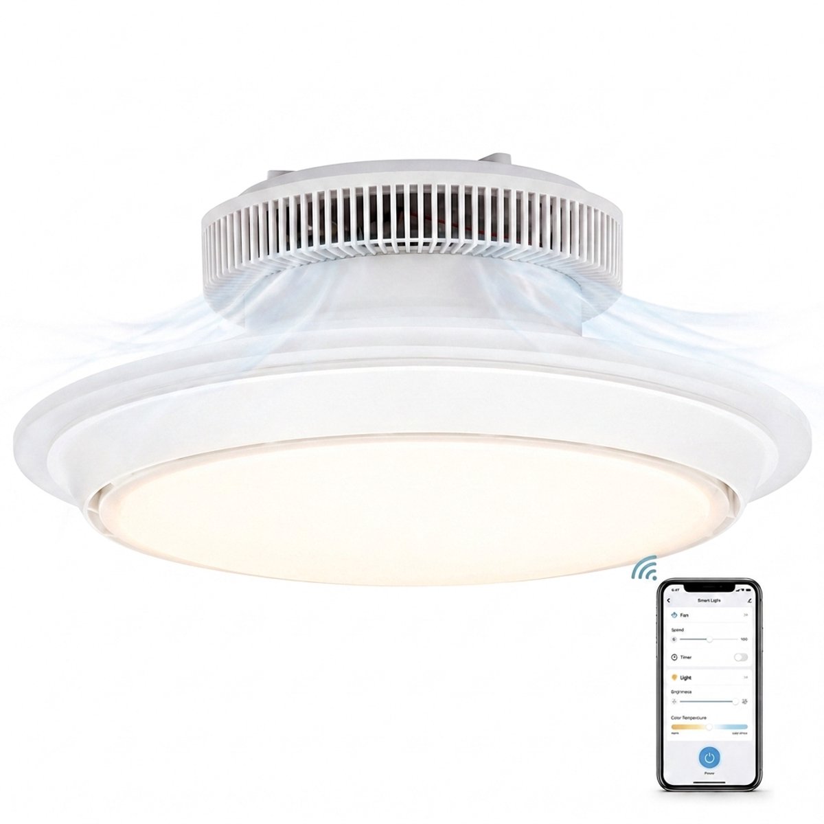 Evolar Smart Plafondventilator met Verlichting en WiFi - 71 cm - Stille Plafondlamp met Ventilator - Dimbaar Warm Wit Licht (LED) - EVO-CF185WW